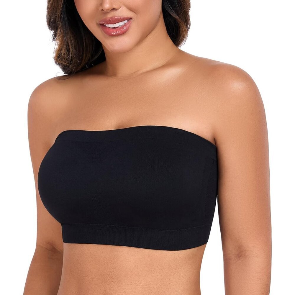 Women’s Strapless Bandeau Wireless Bra Plus Size Lightly Padded Seamless